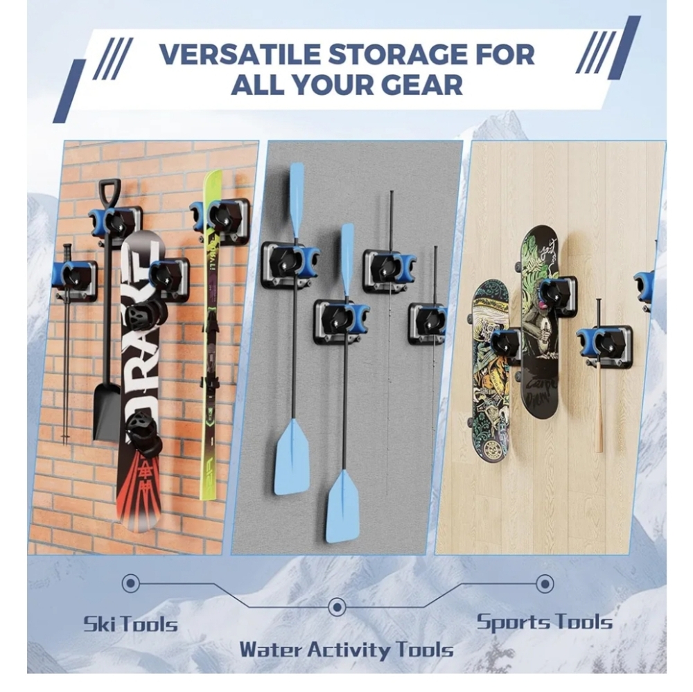 Versatile Black and Blue Gear Storage Rack